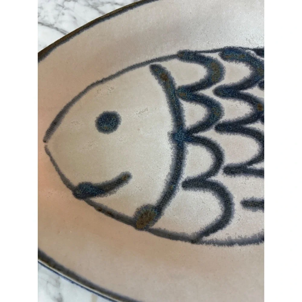 Stone Soldier Pottery Fish Platter 16.5